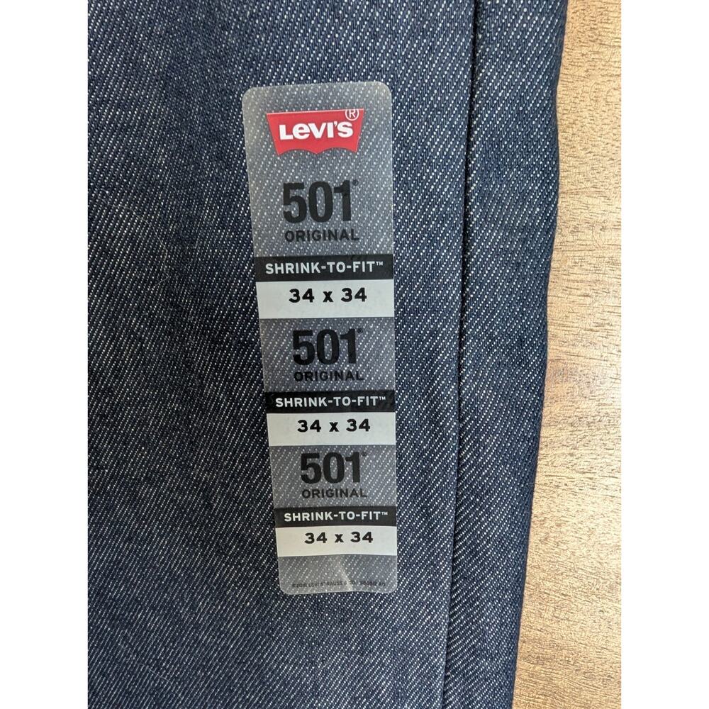 NWT Levi's 501 Original Shrink-To-Fit Jeans Mens 34x34 Blue Denim Straight Leg - Picture 6 of 8